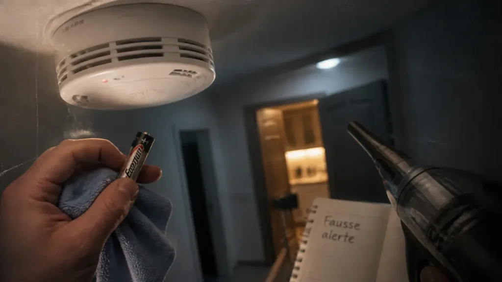 Alarme incendie qui sonne sans raison : piles et nettoyage