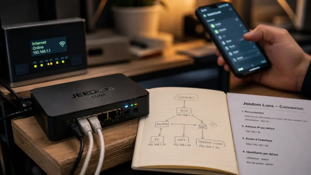 Box Jeedom Luna avec protocoles et service pack à vérifier (connexion réseau)