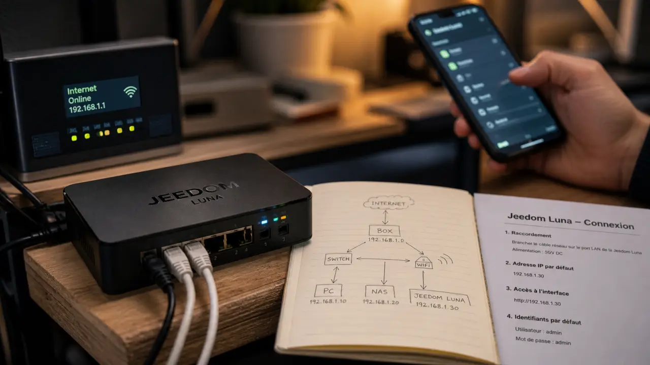 Box Jeedom Luna avec protocoles et service pack à vérifier (connexion réseau)