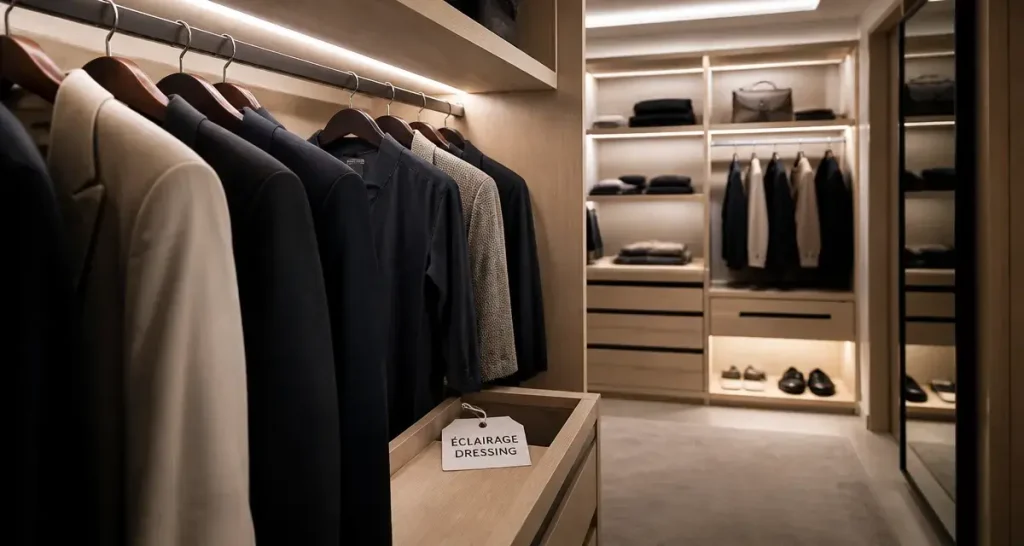 Éclairer un dressing avec luminaires 4000K dans 5 zones