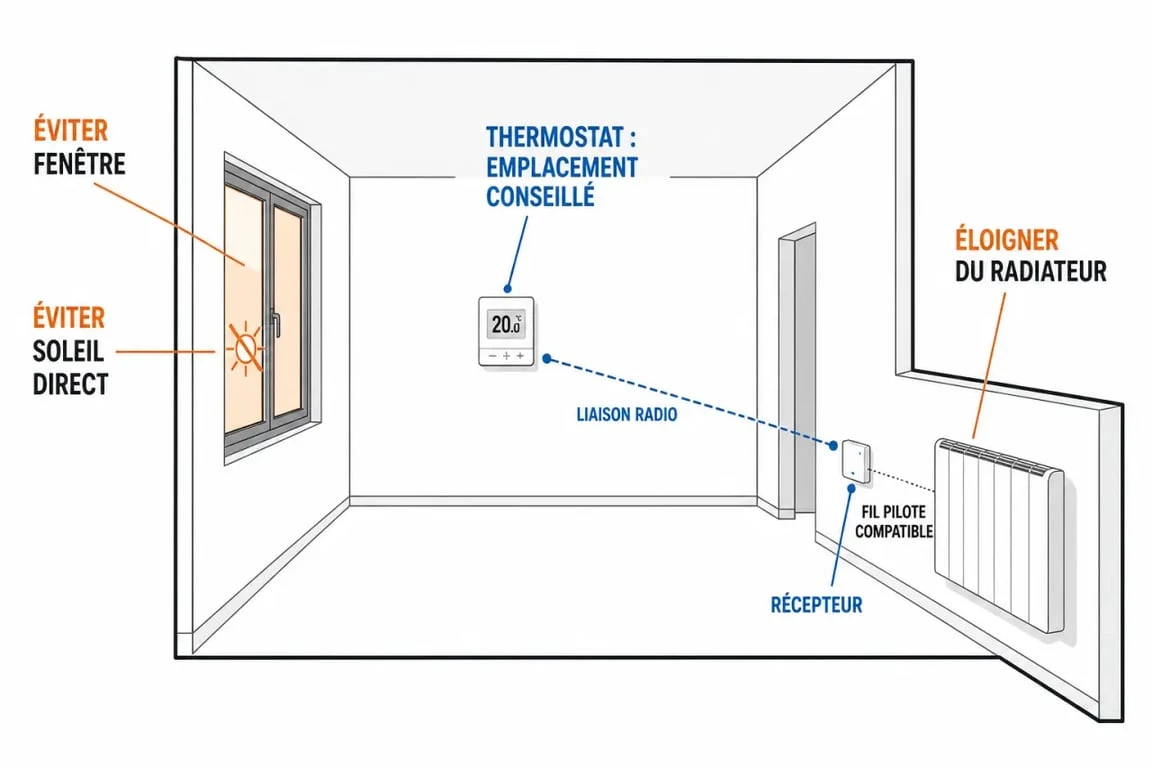 Placement et compatibilité d’un thermostat électrique radiateur dans une pièce