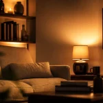 Lumière tamisé dans un salon : lampe ambrée 2200K, sans éblouissement
