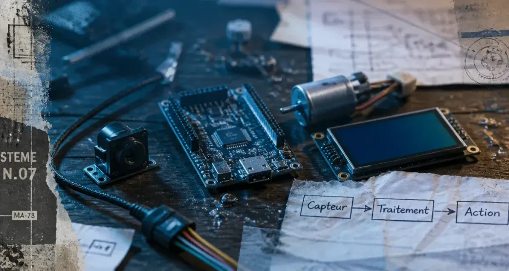 Carte microcontrôleur pour l’informatique embarquée et objets connectés, capteur optique et écran LCD
