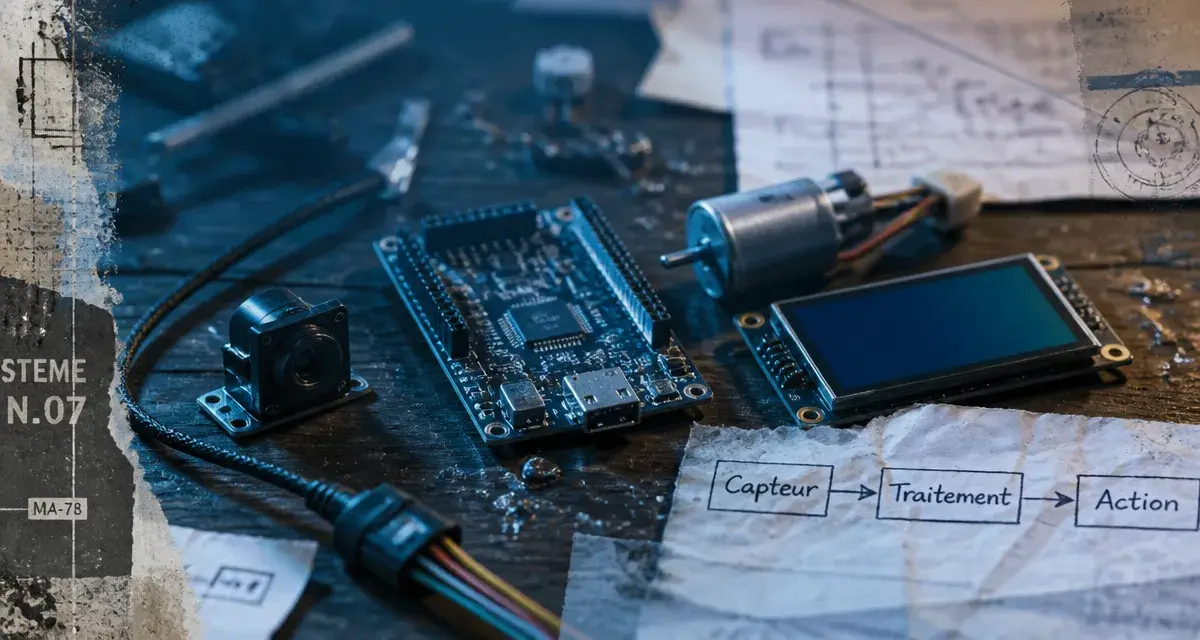 Carte microcontrôleur pour l’informatique embarquée et objets connectés, capteur optique et écran LCD