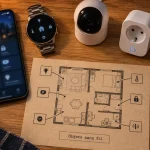 Objet connecté sans fil pour domotique : montre, prise et installation