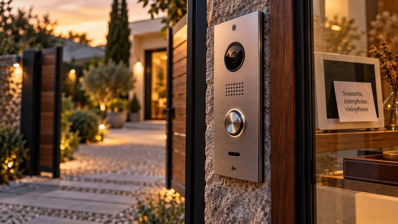 Sonnette interphone : bouton et moniteur intérieur