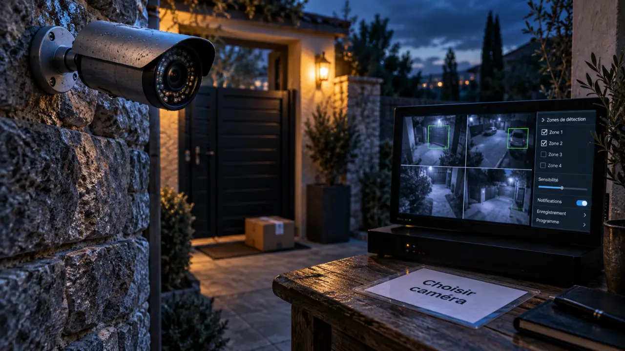 Type de caméra de surveillance : caméra tubulaire et DVR/NVR à l’entrée de maison